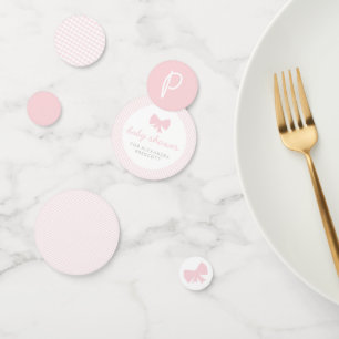 Roze gingham baby shower confetti