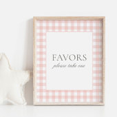 Roze Gingham Baby shower gunsten teken Poster