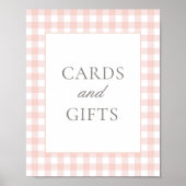 Roze Gingham Baby shower Kaarten en geschenken tek Poster (Voorkant)