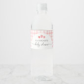 Roze Gingham Baby shower waterflesetiketten Waterfles Etiket (Voorkant)