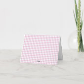 Roze Gingham Babyshower Bedankkaart (Achterkant)