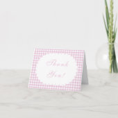 Roze Gingham Babyshower Bedankkaart (Voorkant)