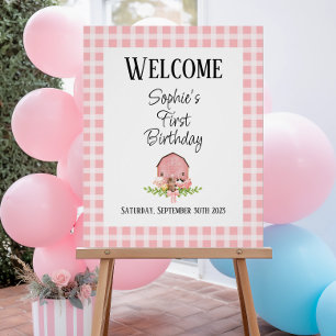 Roze Gingham Barnyard Glossy Welkom Poster Perfect Poster