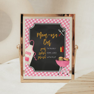 Roze Gingham BBQ Baby shower Moeder Osa Bar Poster