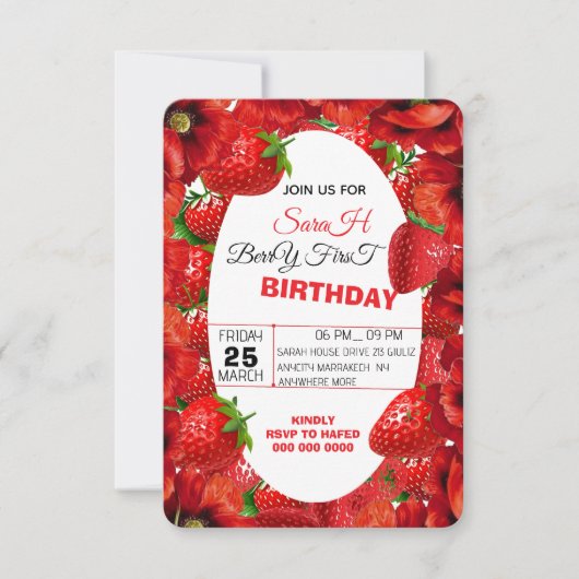 Roze Gingham Bes Eerste Verjaardag Uitnodiging Tem (Voorkant)