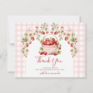 Roze Gingham Bes In Love Bruiloft Feest Bedankkaart