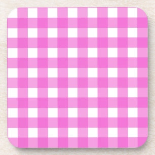 Roze gingham bier onderzetter