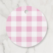 Roze Gingham Bloemen Champagne en Cupcake Bedankjes Labels (Achterkant)