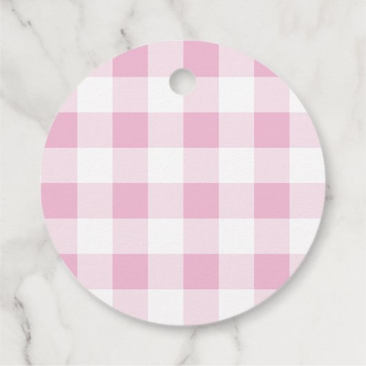 Roze Gingham Bloemen Champagne en Cupcake Bedankjes Labels (Achterkant)