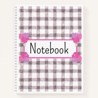 Roze Gingham Bloemen Notebook Notitieboek