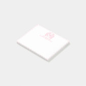 Roze Gingham Bloemenkroon Monogram Post-it® Notes (Schuin)