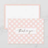 Roze Gingham bruiloft dankkaart Bedankkaart (Voorkant / Achterkant)