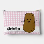 Roze Gingham Bruin Aardappel Custom Etui (Achterkant)