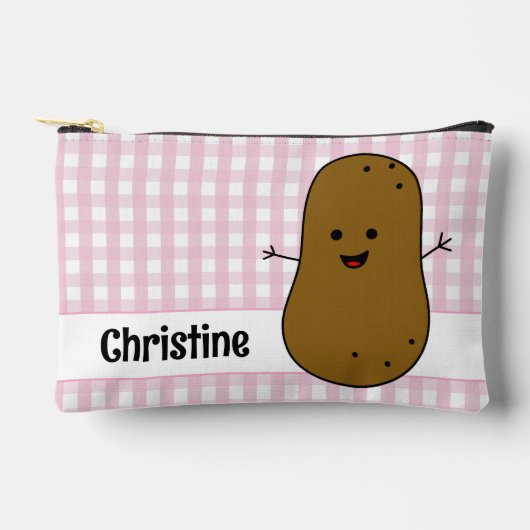 Roze Gingham Bruin Aardappel Custom Etui (Voorkant)