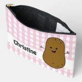 Roze Gingham Bruin Aardappel Custom Etui (Open)