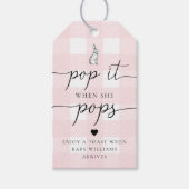 Roze Gingham Bunny Rabbit Pop het als ze Pop Cadeaulabel (Voorkant)