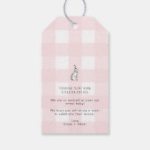 Roze Gingham Bunny Rabbit Pop het als ze Pop Cadeaulabel (Achterkant)