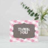 Roze Gingham Canvas Dank je Briefkaarten (Staand voorkant)