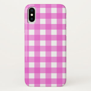 Roze gingham iPhone x hoesje