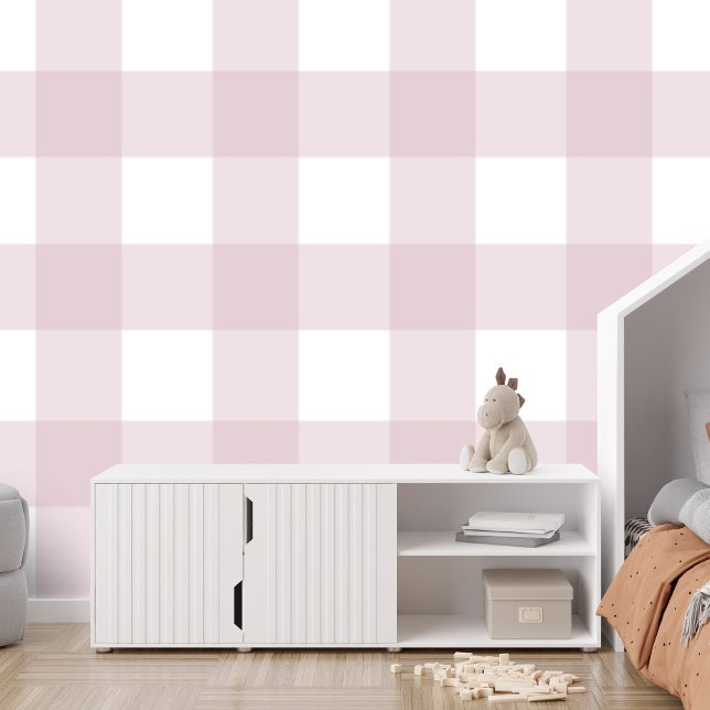 Roze gingham check grote schattige eenvoudige plai behang (Creator heeft geüpload)
