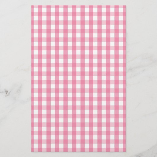 Roze Gingham Check Pattern Briefpapier (Voorkant)