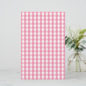 Roze Gingham Check Pattern Briefpapier (Staand voorkant)