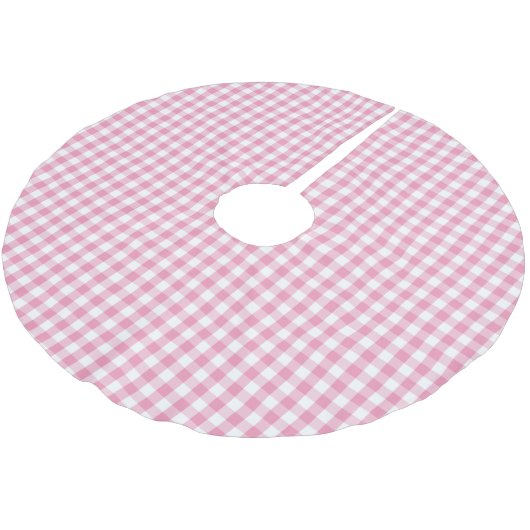 Roze Gingham Check Pattern Kerstboom Rok (Gekanteld)