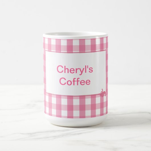 Roze Gingham Check Pattern Koffiemok (Center)