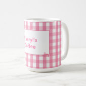 Roze Gingham Check Pattern Koffiemok (Voorkant rechts)