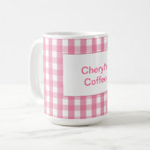 Roze Gingham Check Pattern Koffiemok (Voorkant links)