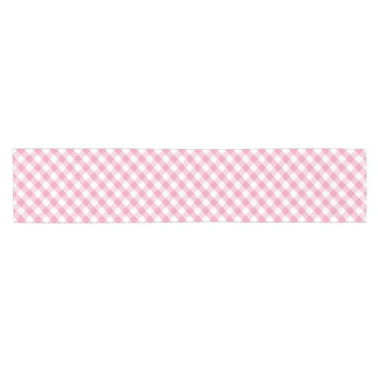 Roze Gingham Check Pattern Korte Tafelloper (Horizontaal)