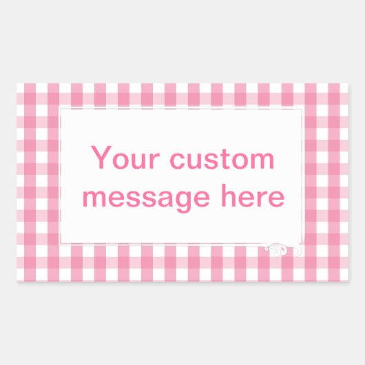 Roze Gingham Check Pattern Rechthoekige Sticker (Voorkant)