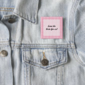 Roze Gingham Check Pattern Vierkante Button 5,1 Cm (In situ)