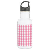 Roze Gingham Check Pattern Waterfles (Voorkant)