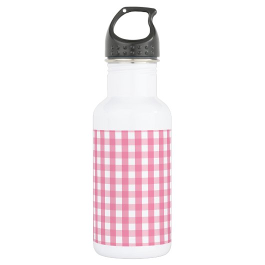 Roze Gingham Check Pattern Waterfles (Voorkant)