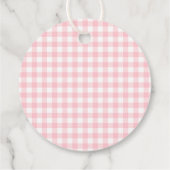 Roze Gingham Coquette Strik Babyshower Cirkel Bedankjes Labels (Achterkant)