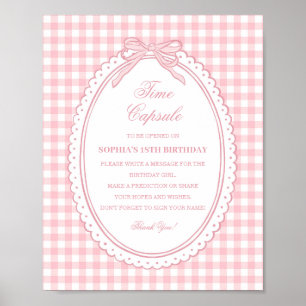 Roze Gingham Coquette Strik Tijdcapsule Spel Poster