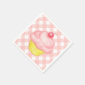 Roze Gingham Cupcake Servetten (Hoek)