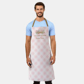 Roze Gingham Deegroller Bakkerij  Schort (Gedragen)