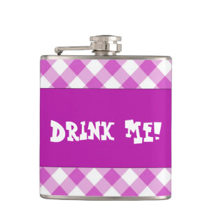 Roze Gingham Drink Me Flask Heupfles