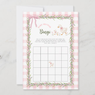 Roze Gingham Dwaze Gans Baby Shower Bingo Spel