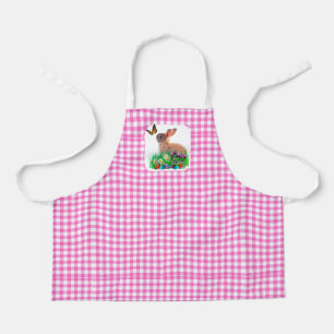 Roze Gingham en Pasen Konijn All-Over Print Schort