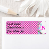 Roze Gingham & F Background Return Address Sticker (Insitu)