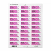 Roze Gingham & F Background Return Address Sticker (Full Sheet)