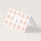 Roze Gingham Gans Babyshower Gevouwen Dankjewelkaa Kaart (Achterkant)
