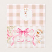 Roze Gingham Gans Babyshower Gevouwen Dankjewelkaa Kaart (Buitenkant ongevouwen)