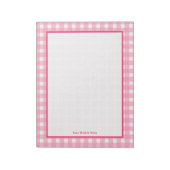 Roze Gingham Gepersonaliseerd Notitieblok (Gedraaid)