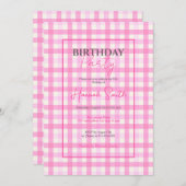 Roze Gingham geruite patroon Kaart (Voorkant / Achterkant)