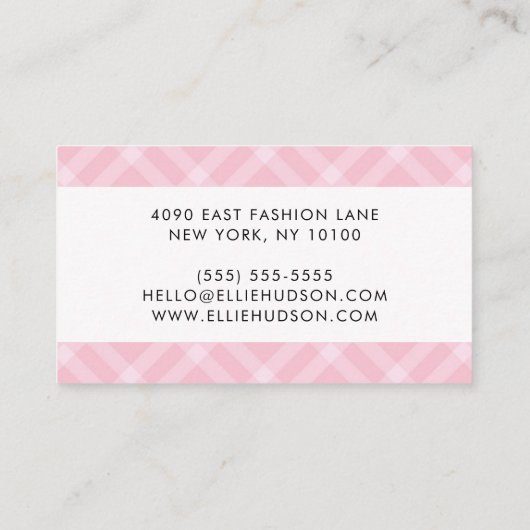 Roze Gingham, Gingham Pattern, Geometric Pattern Visitekaartje (Achterkant)