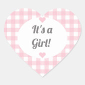Roze Gingham Girl Baby shower Gift Jar Label (Voorkant)